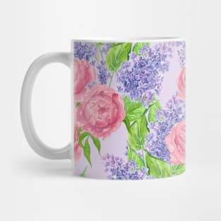Watercolor peonies and lilacs Mug